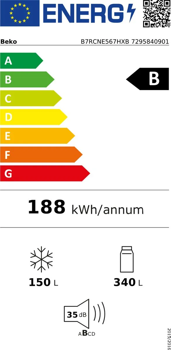 Beko B7RCNE567HXB Koelvriescombinatie 490L - HarvestFresh