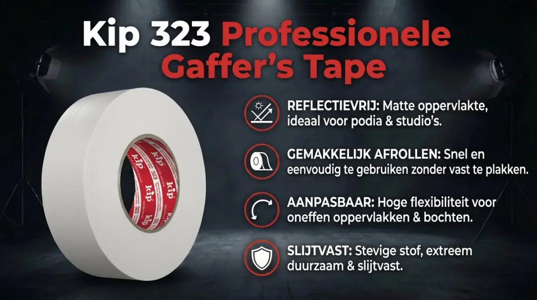 Kip 323 Gaffer Tape Wit 50mm - 50m