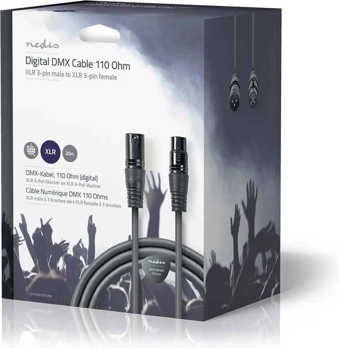 Nedis DMX-Adapterkabel XLR 3-Pins - 20m - Donkergrijs