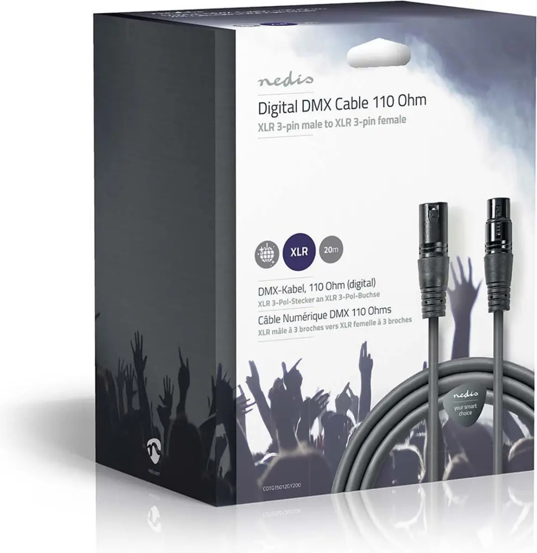 Nedis DMX-Adapterkabel XLR 3-Pins - 20m - Donkergrijs