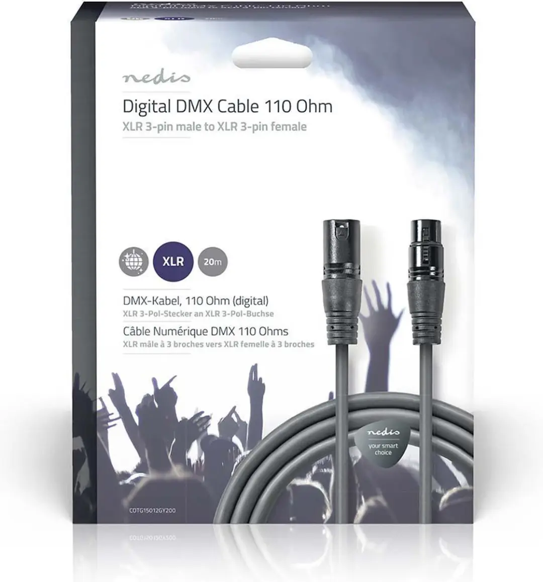 Nedis DMX-Adapterkabel XLR 3-Pins - 20m - Donkergrijs