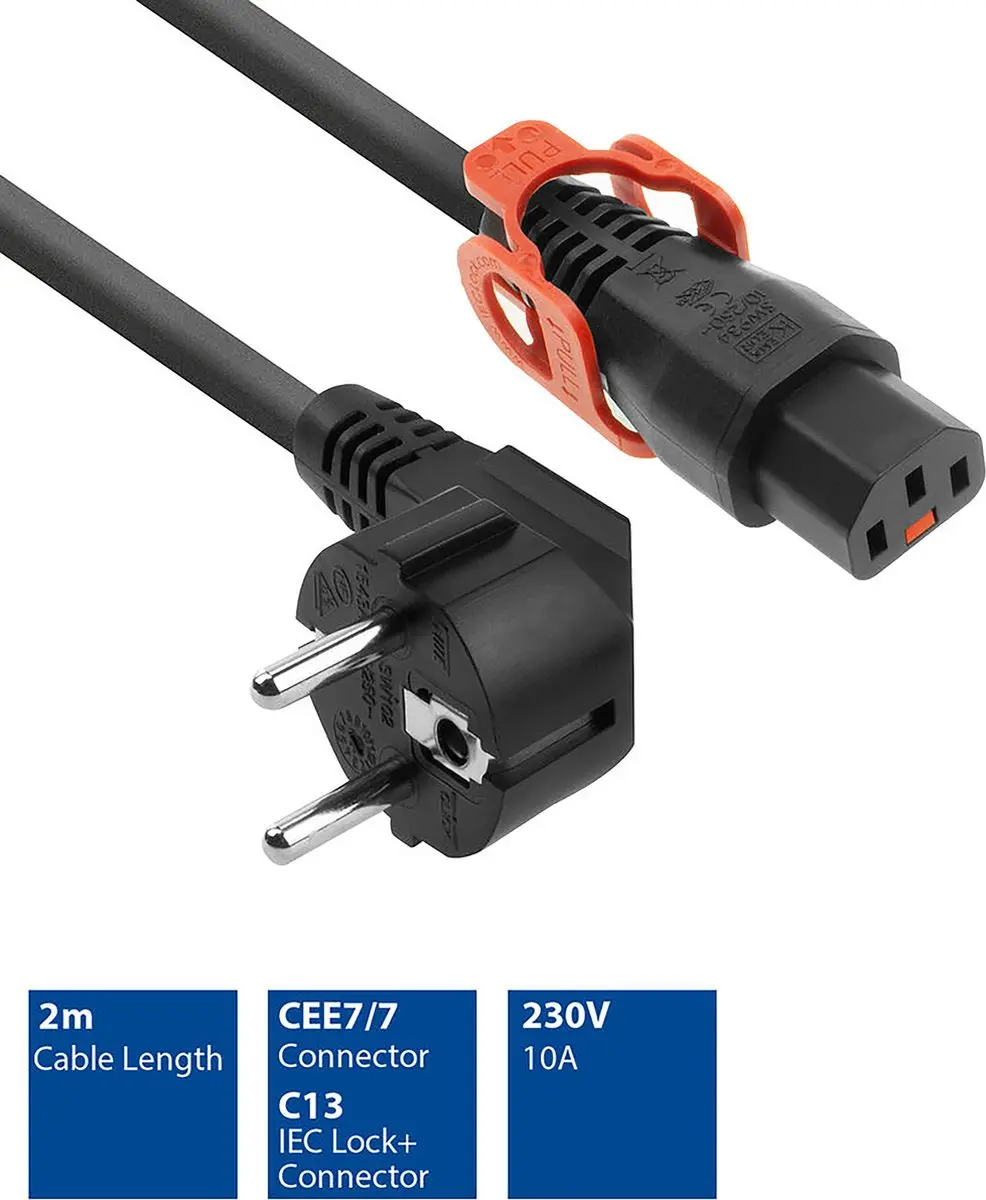 ACT AK5326 Haaks Netsnoer C13 2m - 5 Stuks