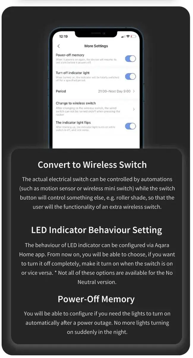 Aqara Smart Wall Switch H1 WS-EUK03-G - Grijs