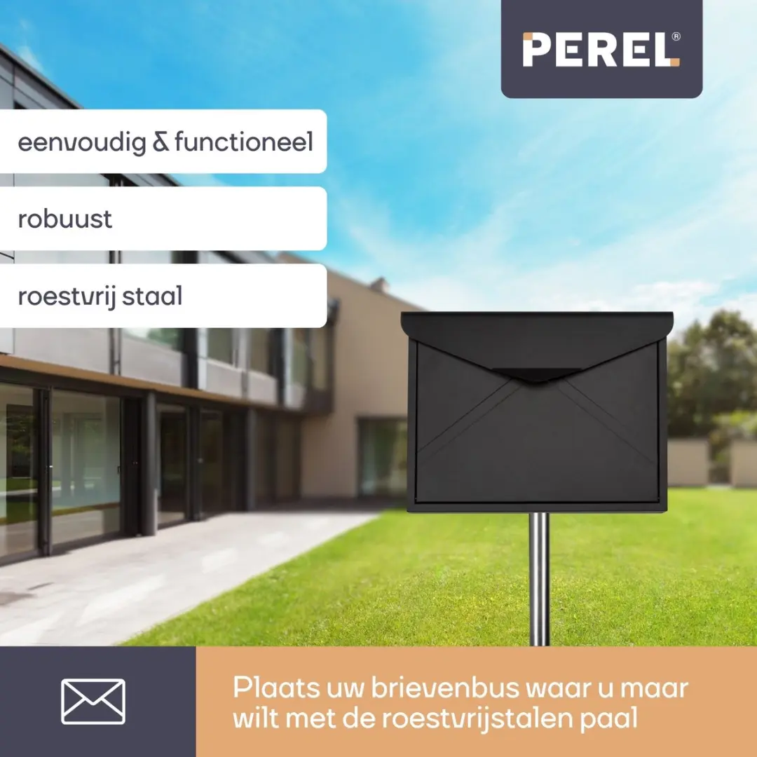 Perel Brievenbuspaal 150cm - Zilver
