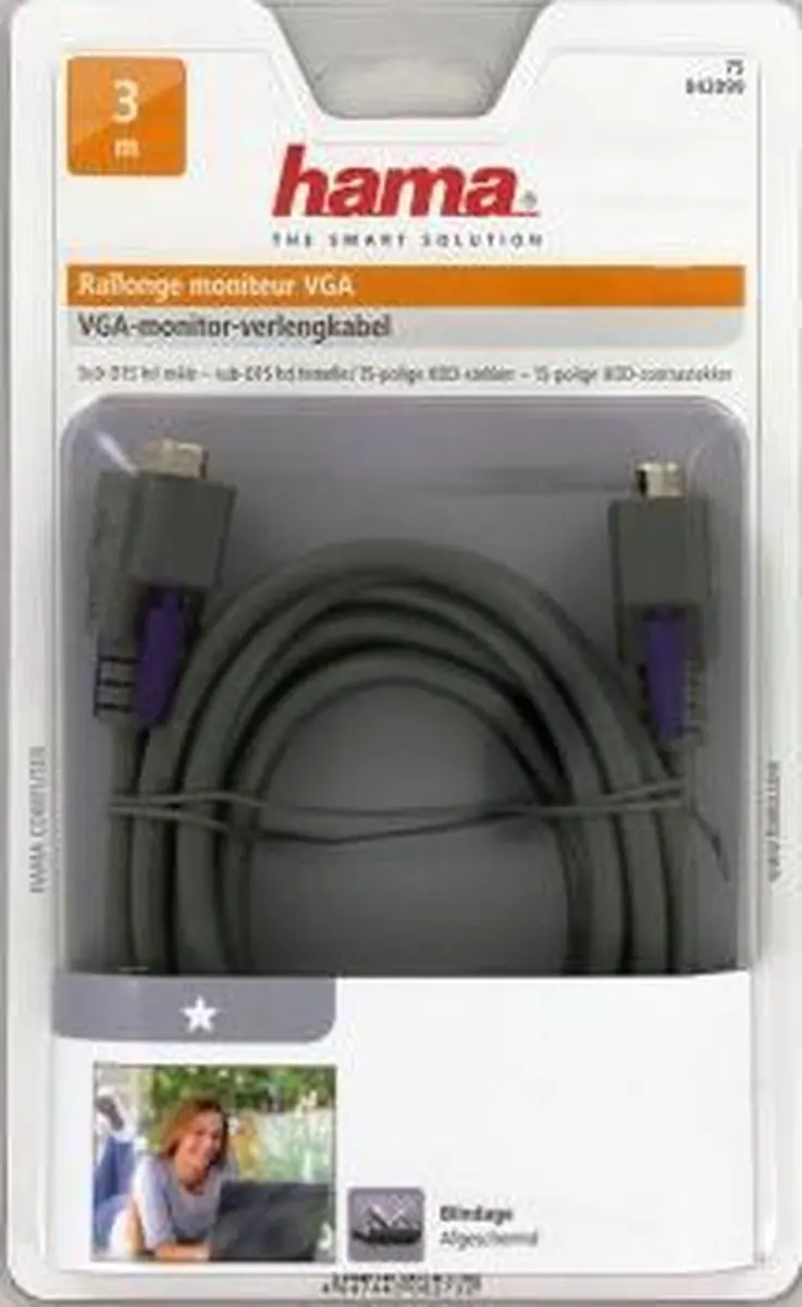 Hama VGA Kabel 3m - D-Sub naar D-Sub Vrouwelijk - Wit