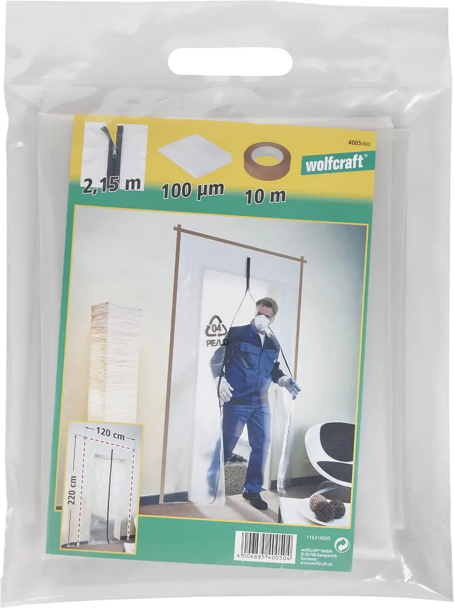 Wolfcraft Stofdeur met rits 4005000 - Wit
