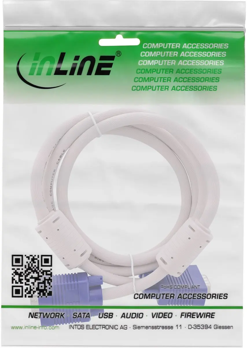 InLine S-VGA Kabel 15-pins Male/Male - 2m - Grijs