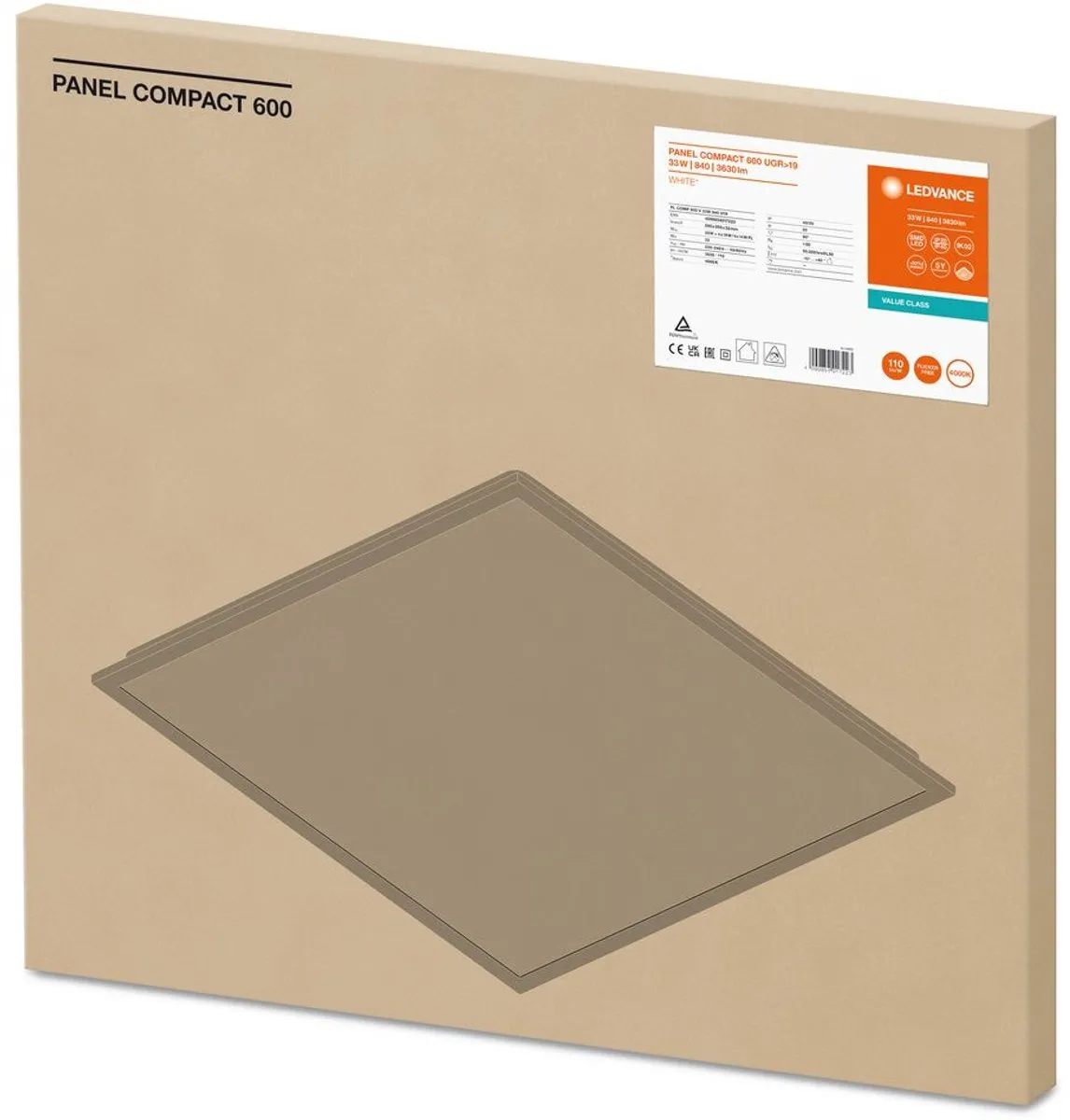 LEDVANCE LED Paneel Compact Aluminium 33W 3630lm - 4 Stuks