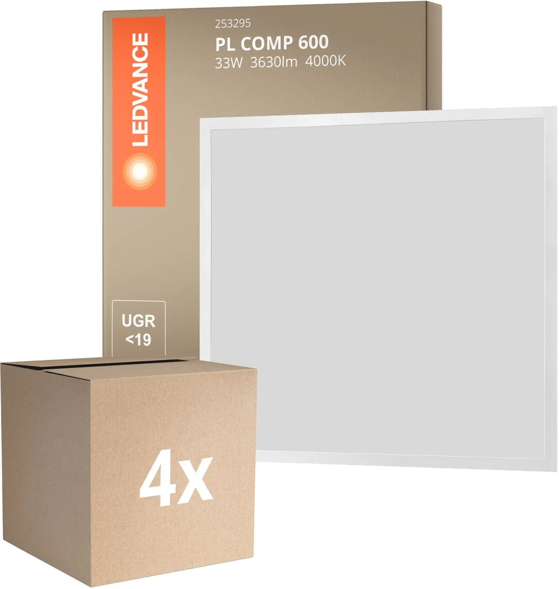 LEDVANCE LED Paneel Compact Aluminium 33W 3630lm - 4 Stuks