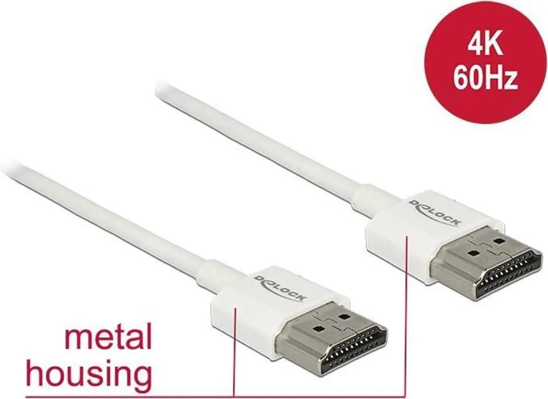 Delock HDMI Kabel 2.0 4K 60Hz - 0,25m Wit