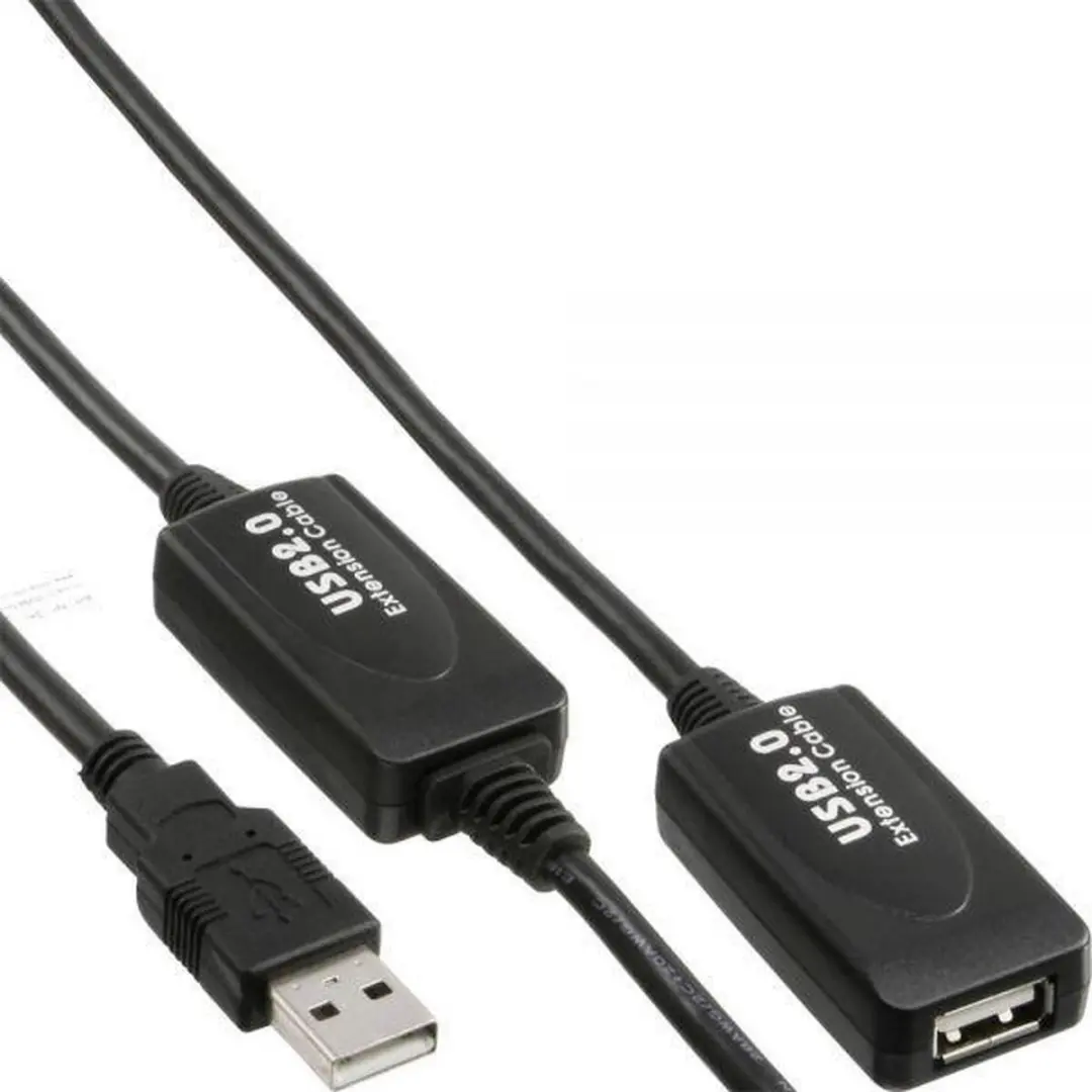 InLine USB2.0 Verlengkabel 15m - 0,5A - Zwart