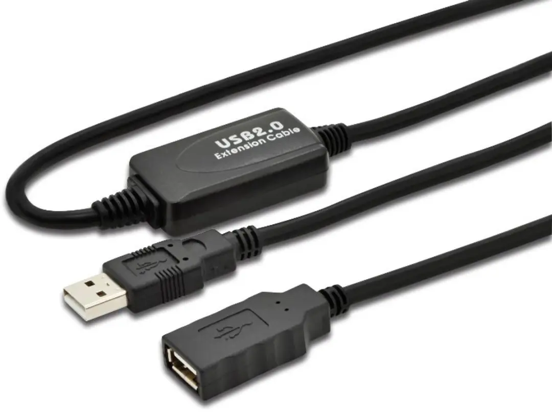 InLine USB2.0 Verlengkabel 15m - 0,5A - Zwart