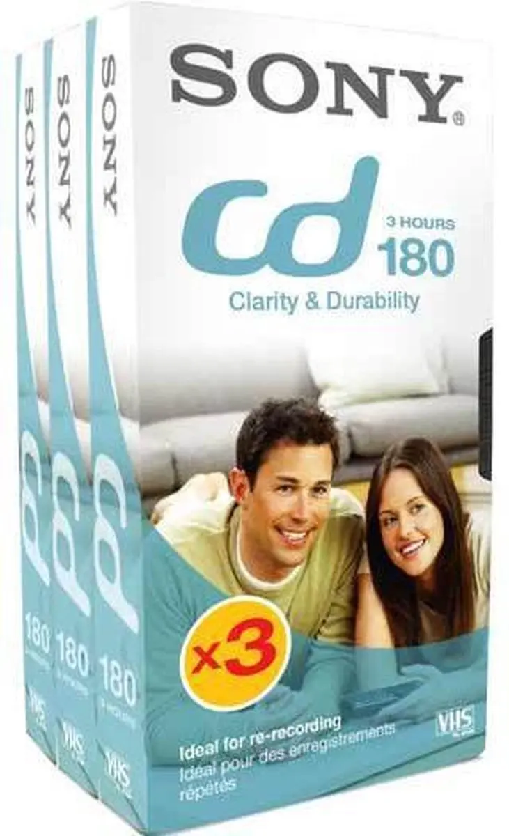 Sony E-180 VHS Videocassette 3-Pack - 180 Min
