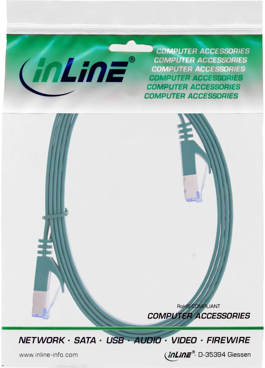 InLine® Patchkabel plat, U/FTP, Cat.6A, groen, 0,5m