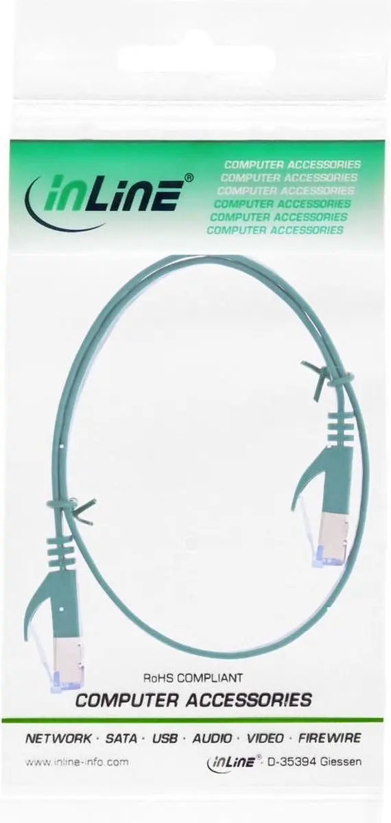 InLine® Patchkabel plat, U/FTP, Cat.6A, groen, 0,5m