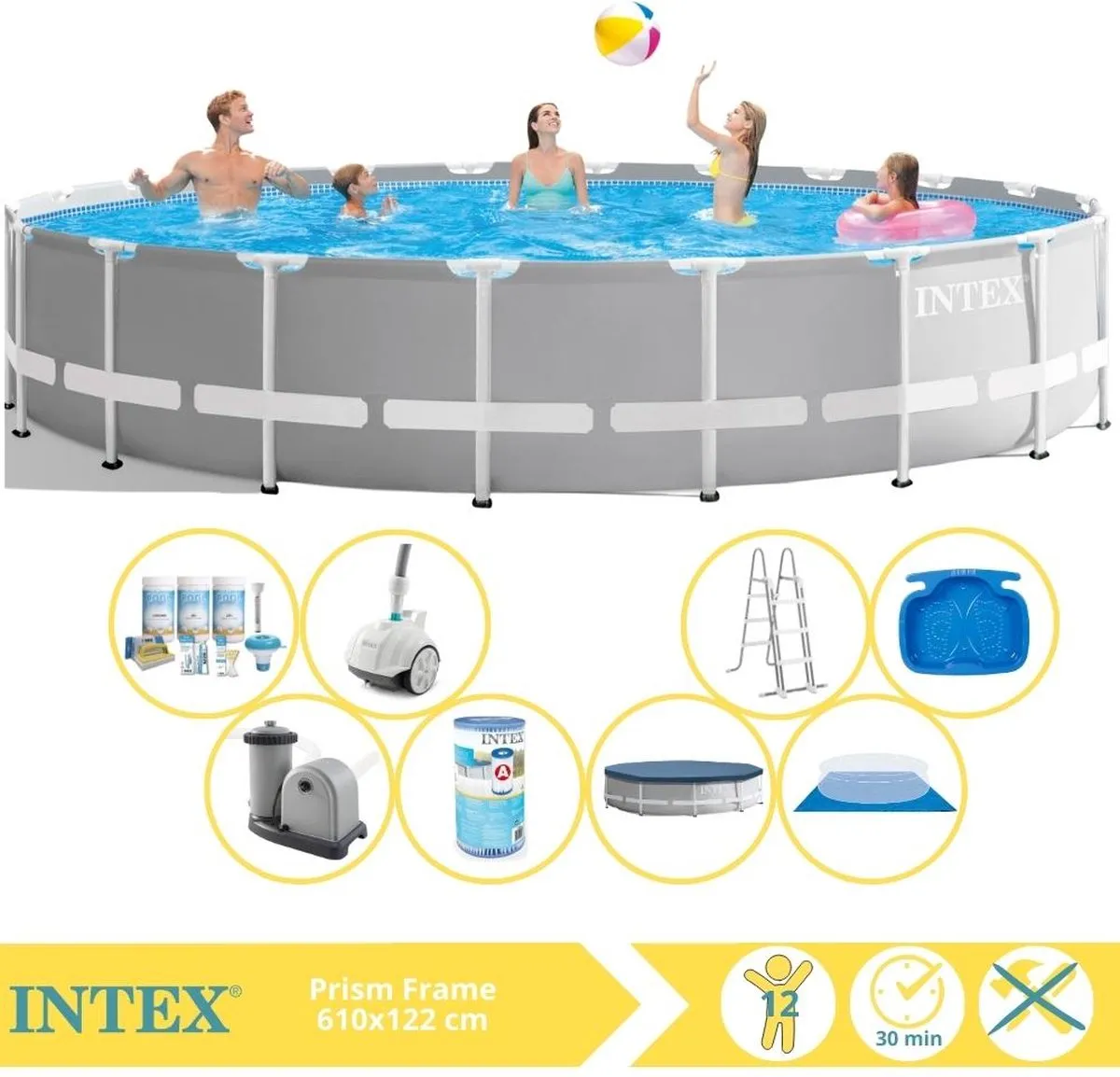 Intex Prism Frame 26756GN Opzetzwembad 610x122cm