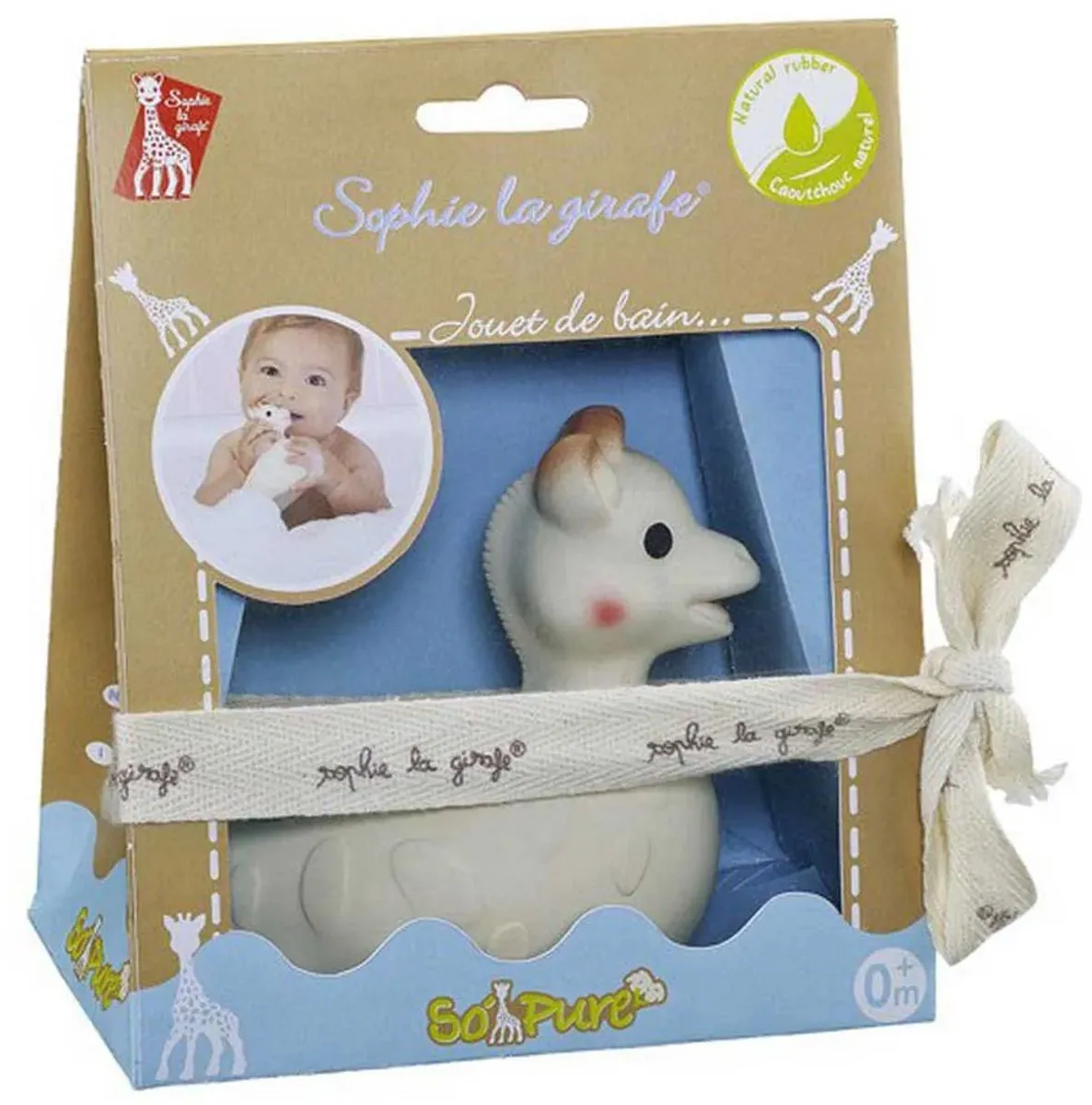 Sophie de Giraf So'Pure Badeend 220118 - Natuurlijk rubber - 11x8x11cm - Beige