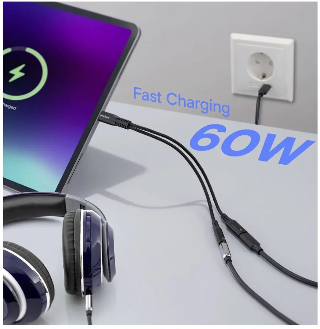 Renkforce RF-7116124 USB-C naar 3,5mm Jackkabel - 15cm - Zwart