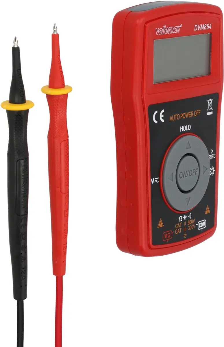 Velleman DVM854 Digitale Multimeter - Rood/Zwart