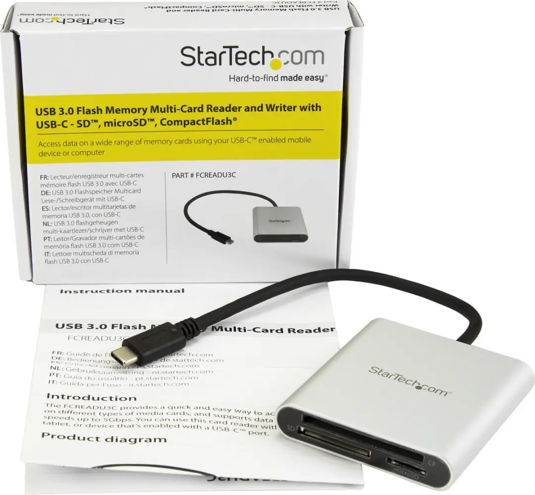 Startech FCREADU3C Card Reader - Zwart-Grijs