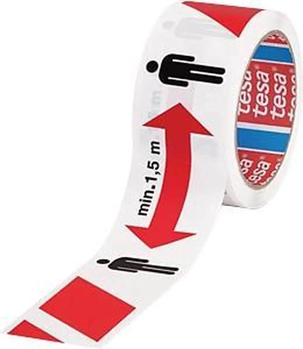Tesa Vloermarkeringstape 58263 - 50mmx50m Rood/Wit