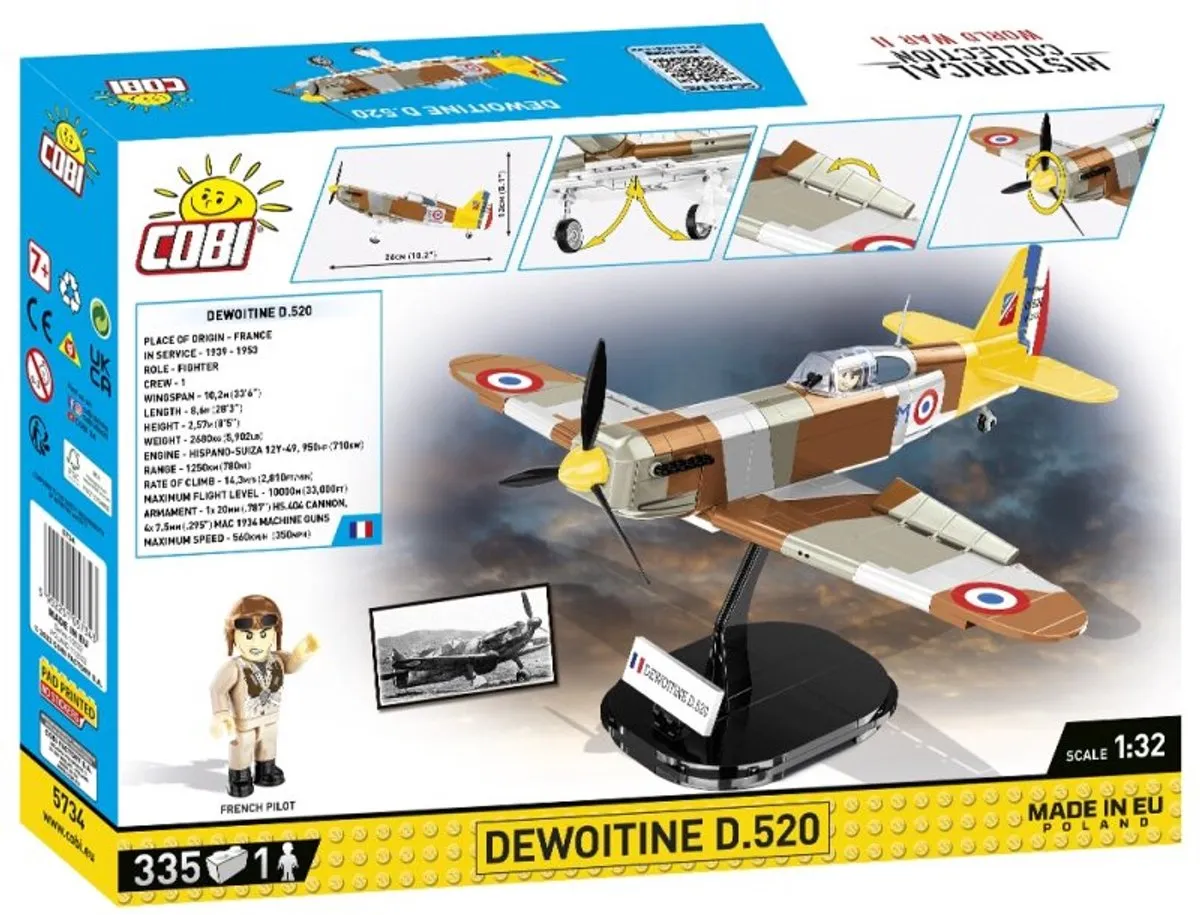 Cobi Dewoitine D.520 - Bouwset 335 Onderdelen - Meerkleurig