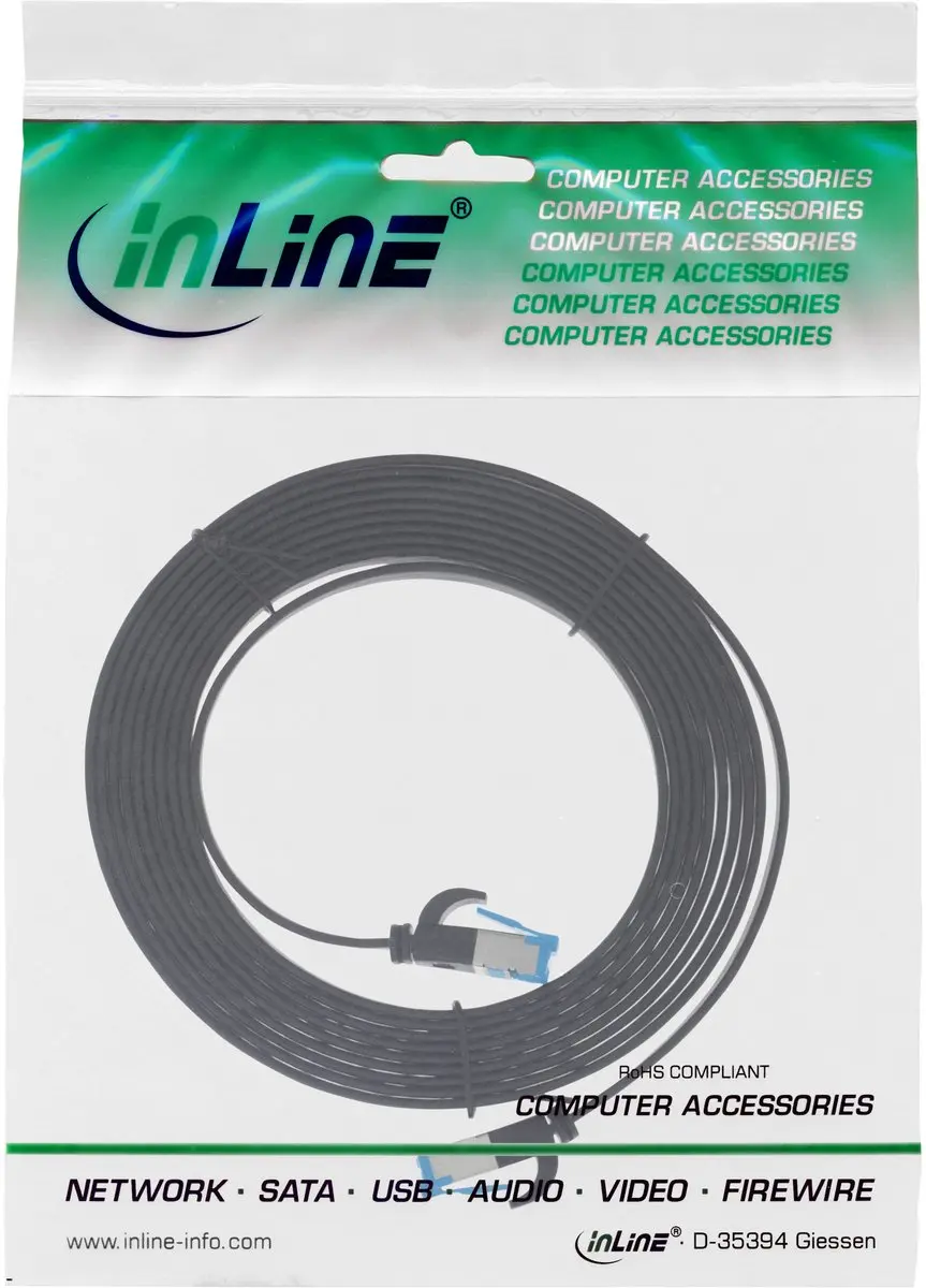 InLine UFTP CAT6a Platte Netwerkkabel 2m - Zwart