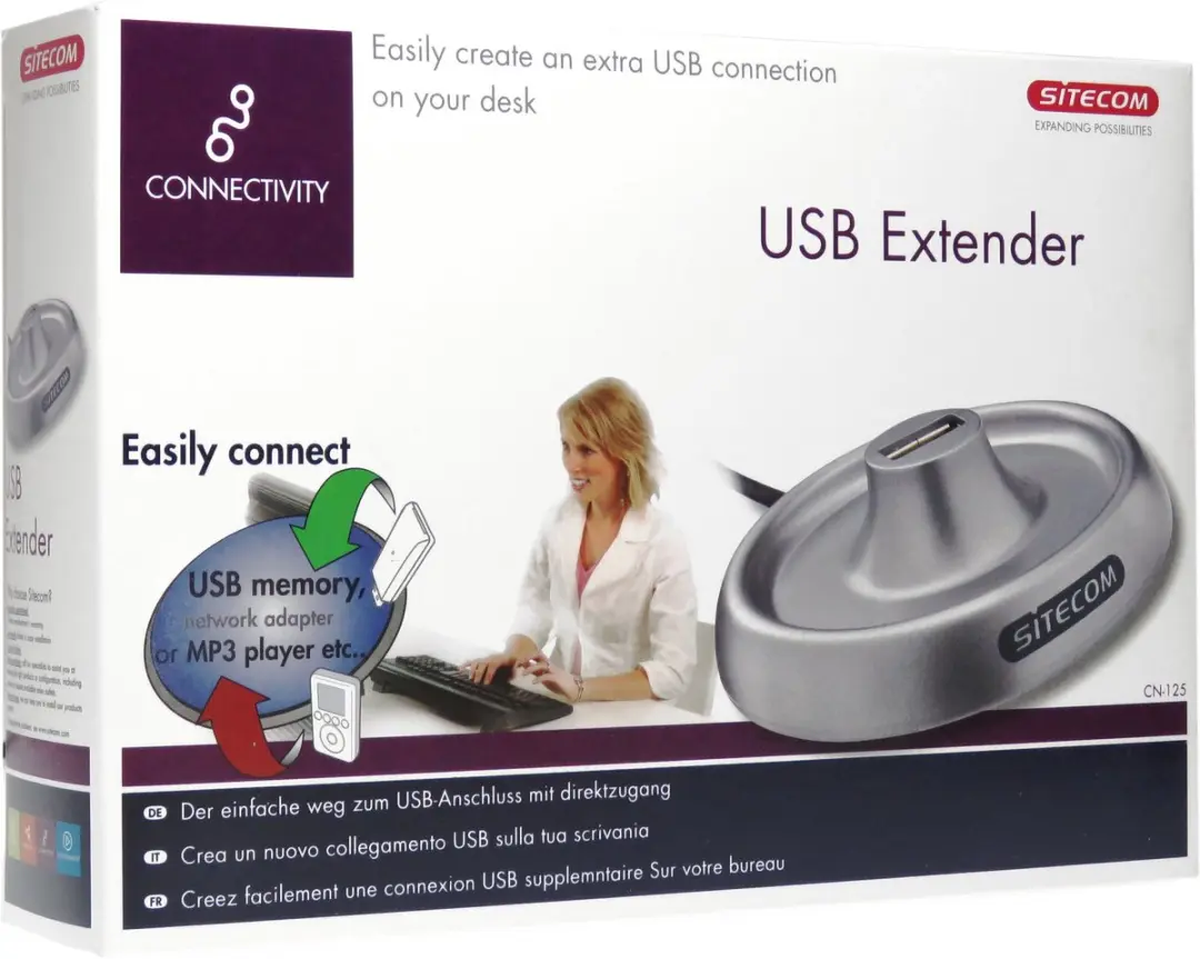 Sitecom CN-125 USB 2.0 Verlengkabel 1,2m - Grijs/Zwart