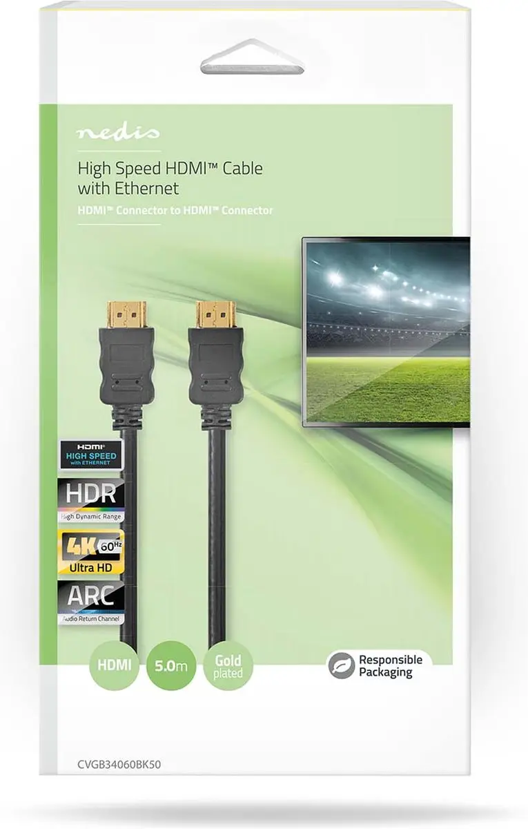 Nedis HDMI-Kabel CVGB34060BK50 4K@60Hz - 5m - Zwart