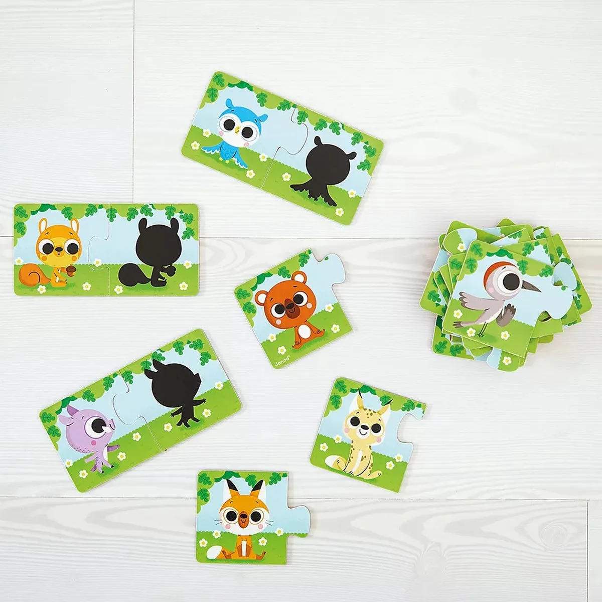 Janod Puzzelspel Dieren en Hun Schaduw 2701 - 12 Stuks