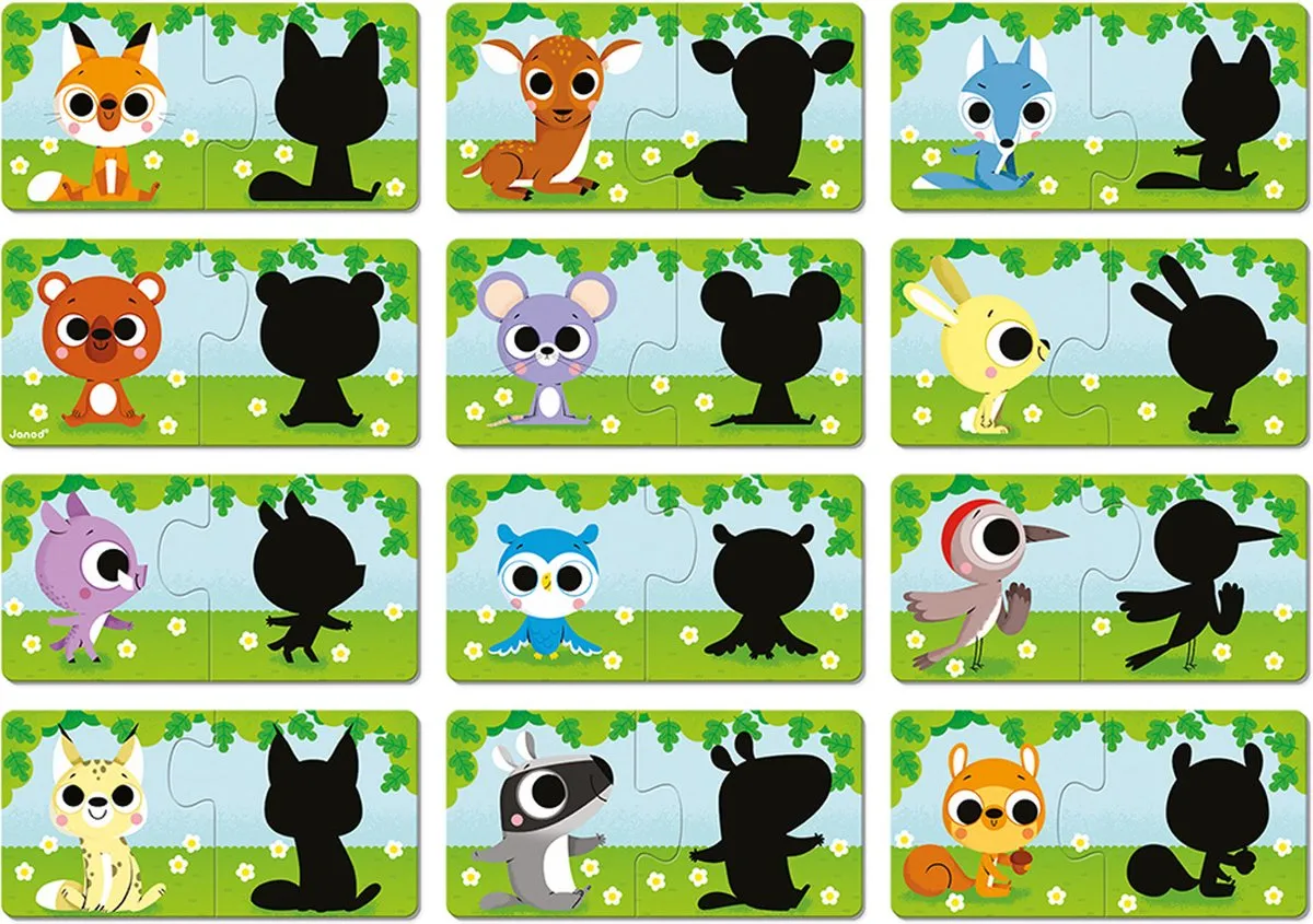 Janod Puzzelspel Dieren en Hun Schaduw 2701 - 12 Stuks - afbeelding 6 van 6