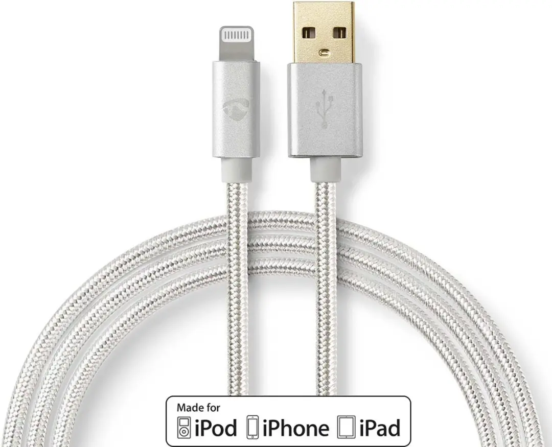 Nedis Lightning Kabel USB-A 2.0 2m - Aluminium