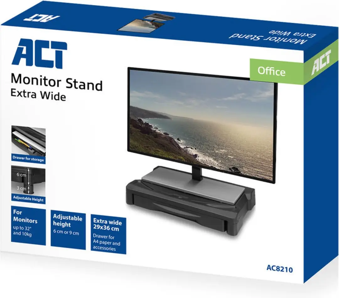 ACT AC8210 Monitorstandaard 32" - Ultra Wide - 10kg - Zwart