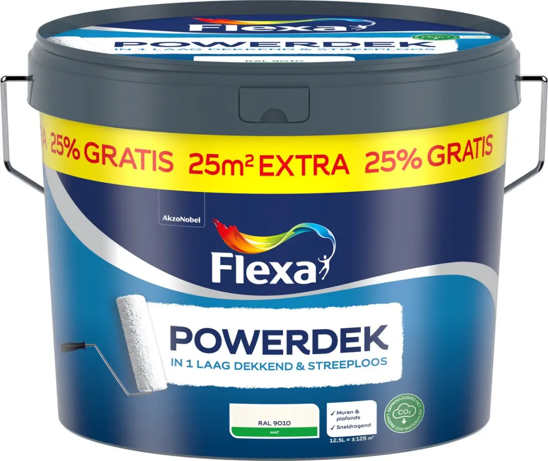 Flexa Powerdek Muren & Plafonds Gebroken Wit 12,5L