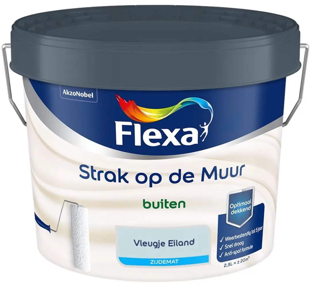 Flexa Strak Op De Muur Buiten Zijdemat Vleugje Eiland Mengverf 2,5L