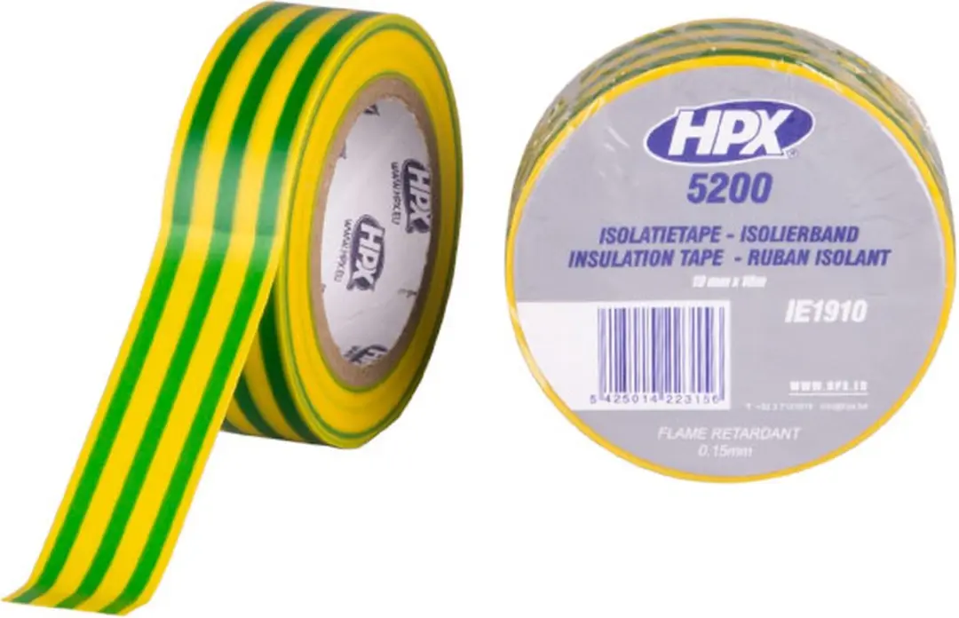 HPX PVC Isolatietape Geel/ Groen 19mm x 10m