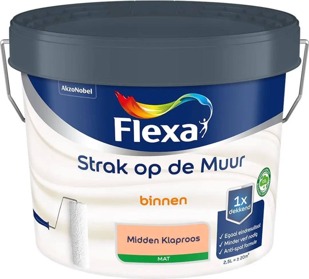 Flexa Strak Op De Muur Binnen Mat Midden Klaproos Mengverf 2,5L