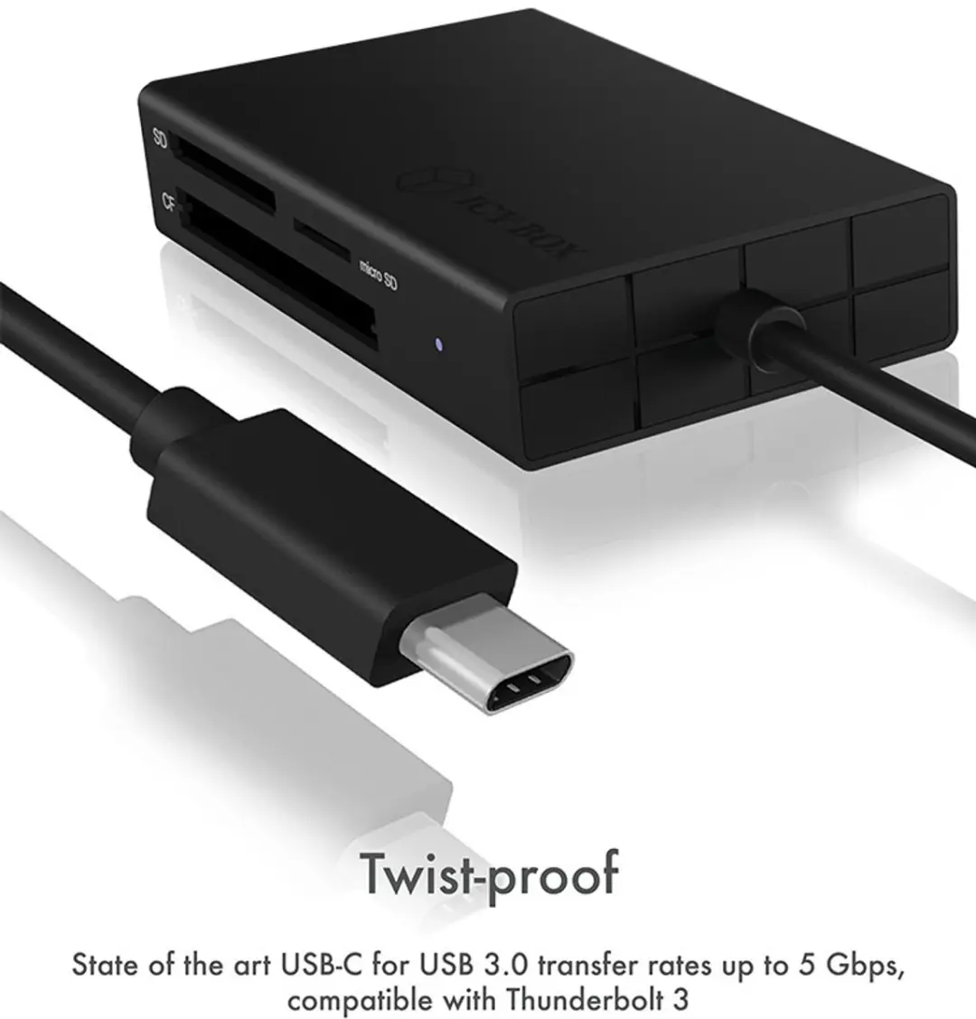 Icy Box IB-CR401-C3 Geheugenkaartlezer USB-C - Antraciet