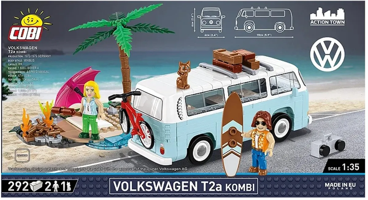 Cobi Volkswagen T2A Stationwagen 1:35 - 292 Onderdelen - Meerkleurig