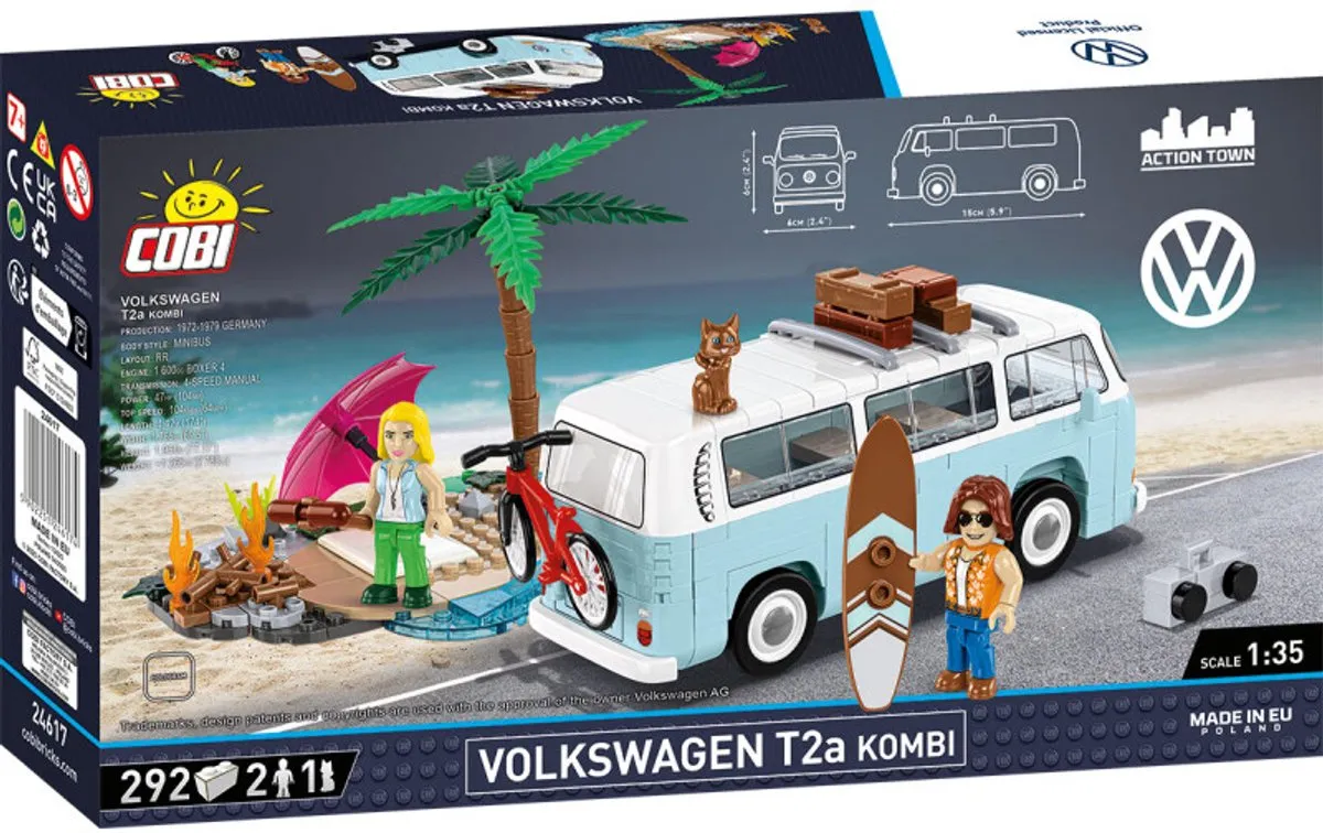 Cobi Volkswagen T2A Stationwagen 1:35 - 292 Onderdelen - Meerkleurig