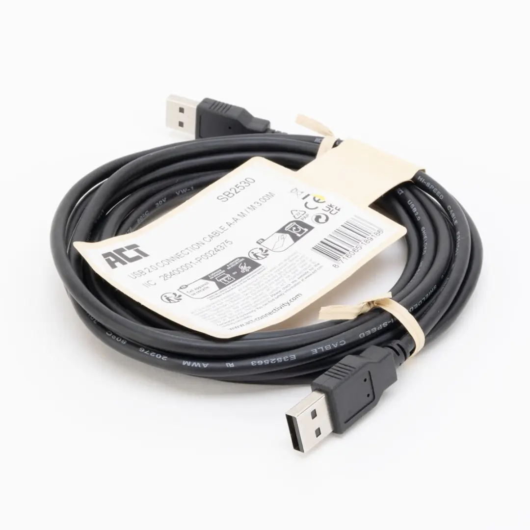 ACT USB 2.0 A-naar-A Kabel 3m - Zwart