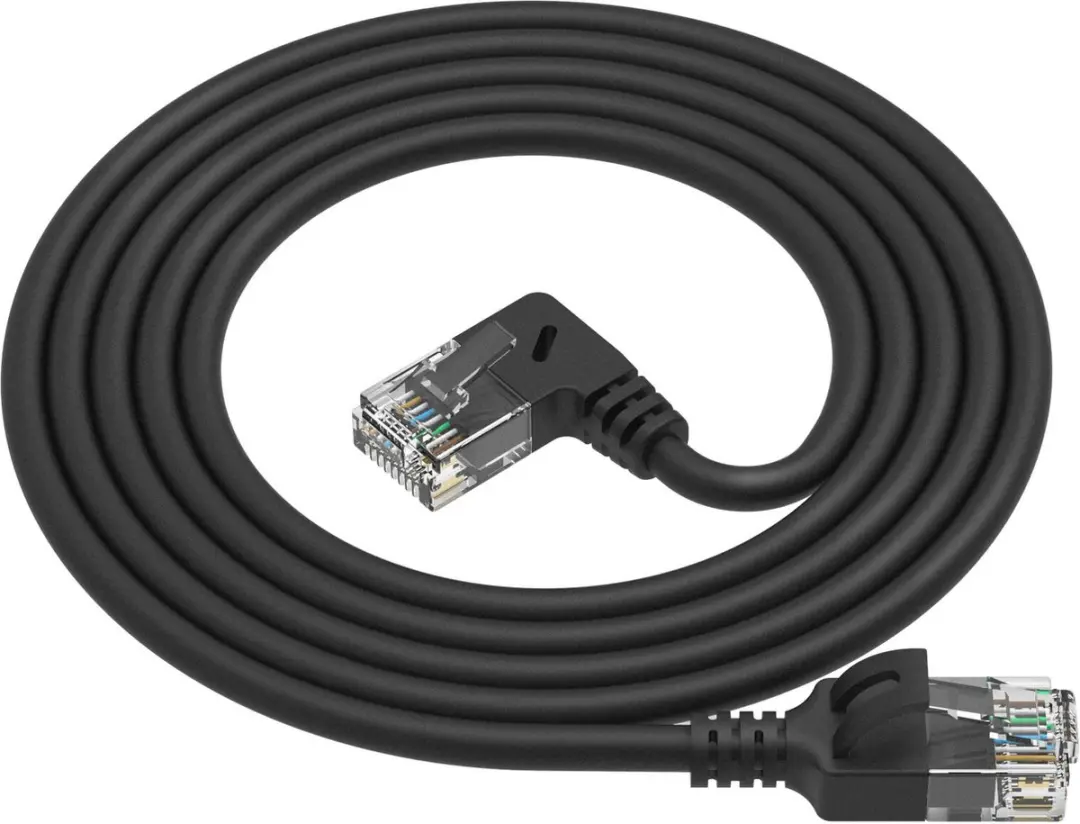 ACT DC2952 Patchkabel CAT6A U/UTP 0,25m - Zwart - RJ45 recht naar 90°