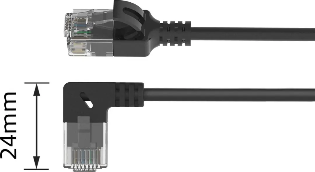 ACT DC2952 Patchkabel CAT6A U/UTP 0,25m - Zwart - RJ45 recht naar 90°