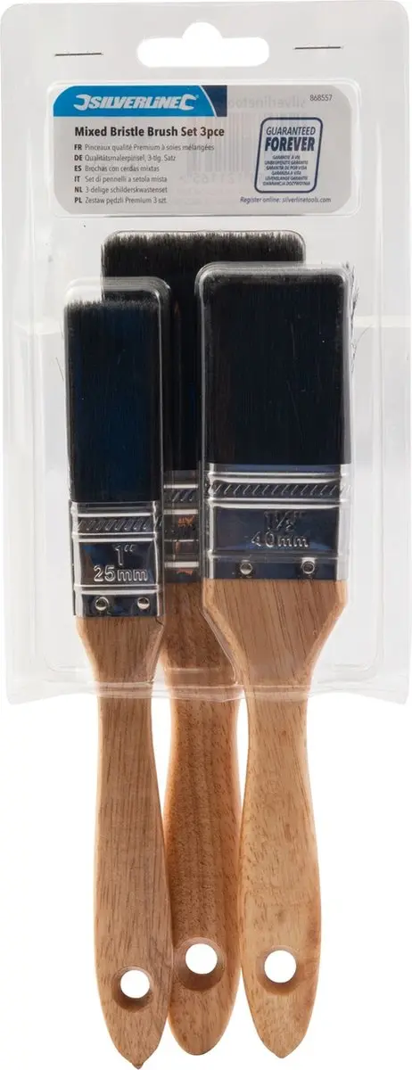 Silverline Schilderskwasten Set 3-delig 25/40/50mm - Zwart