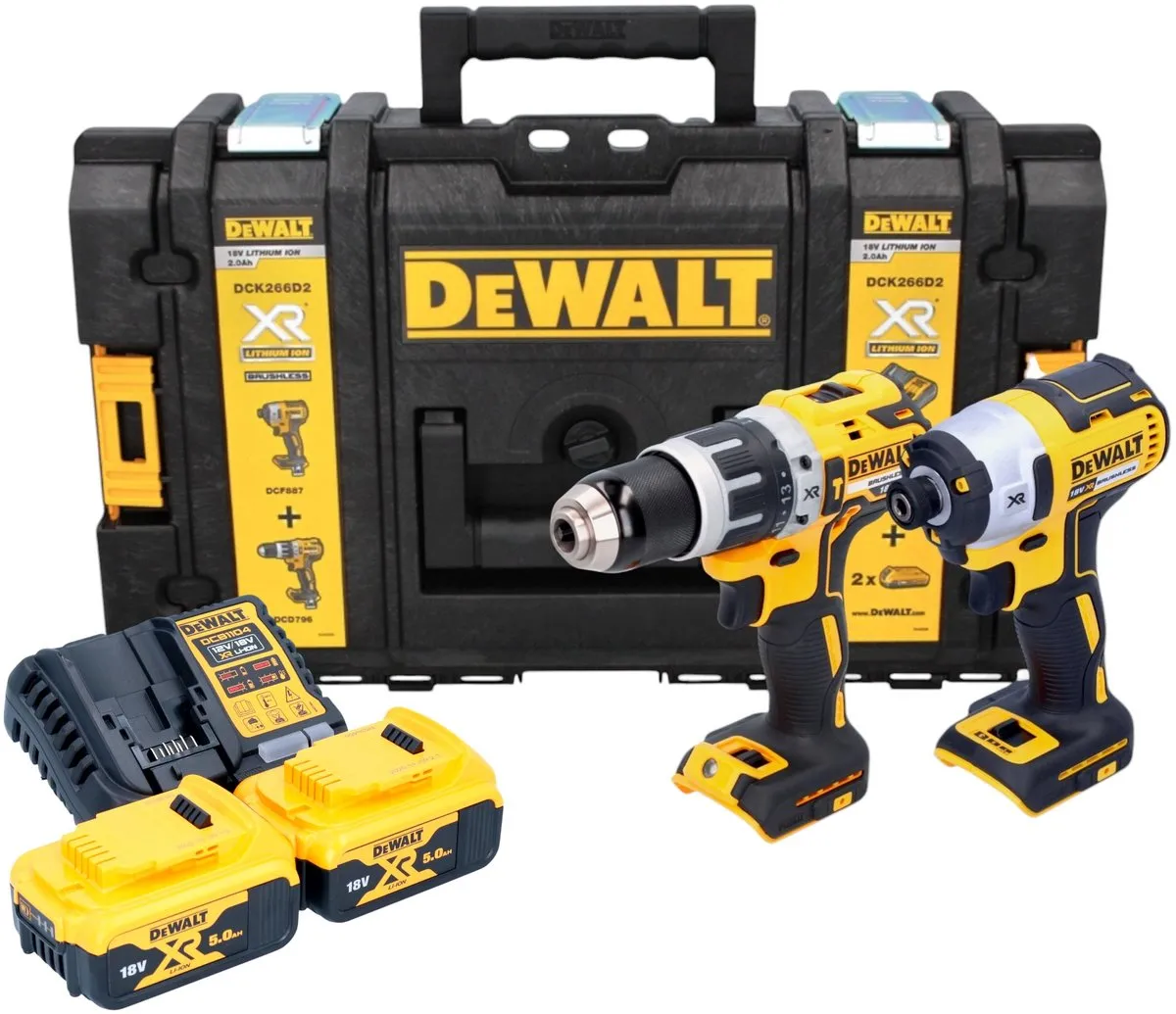DeWalt DCK266P2 Combiset - Met Accu Klop-/Schroefboormachine en Accu Slagschroevendraaier - 18V