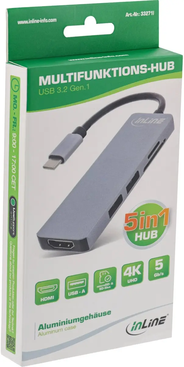 InLine USB-C naar HDMI 4K 30Hz Adapter - Grijs