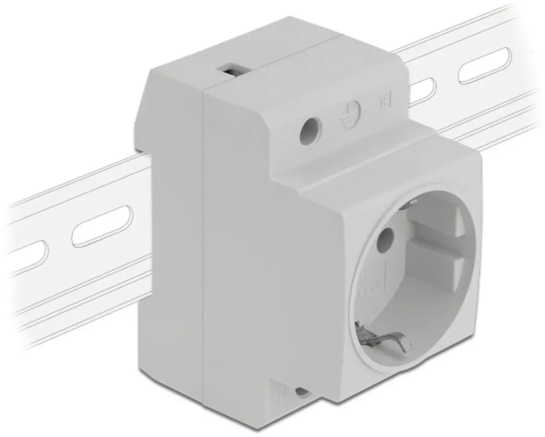 Delock Power Socket with a Side Grounding Contact for DIN Rail