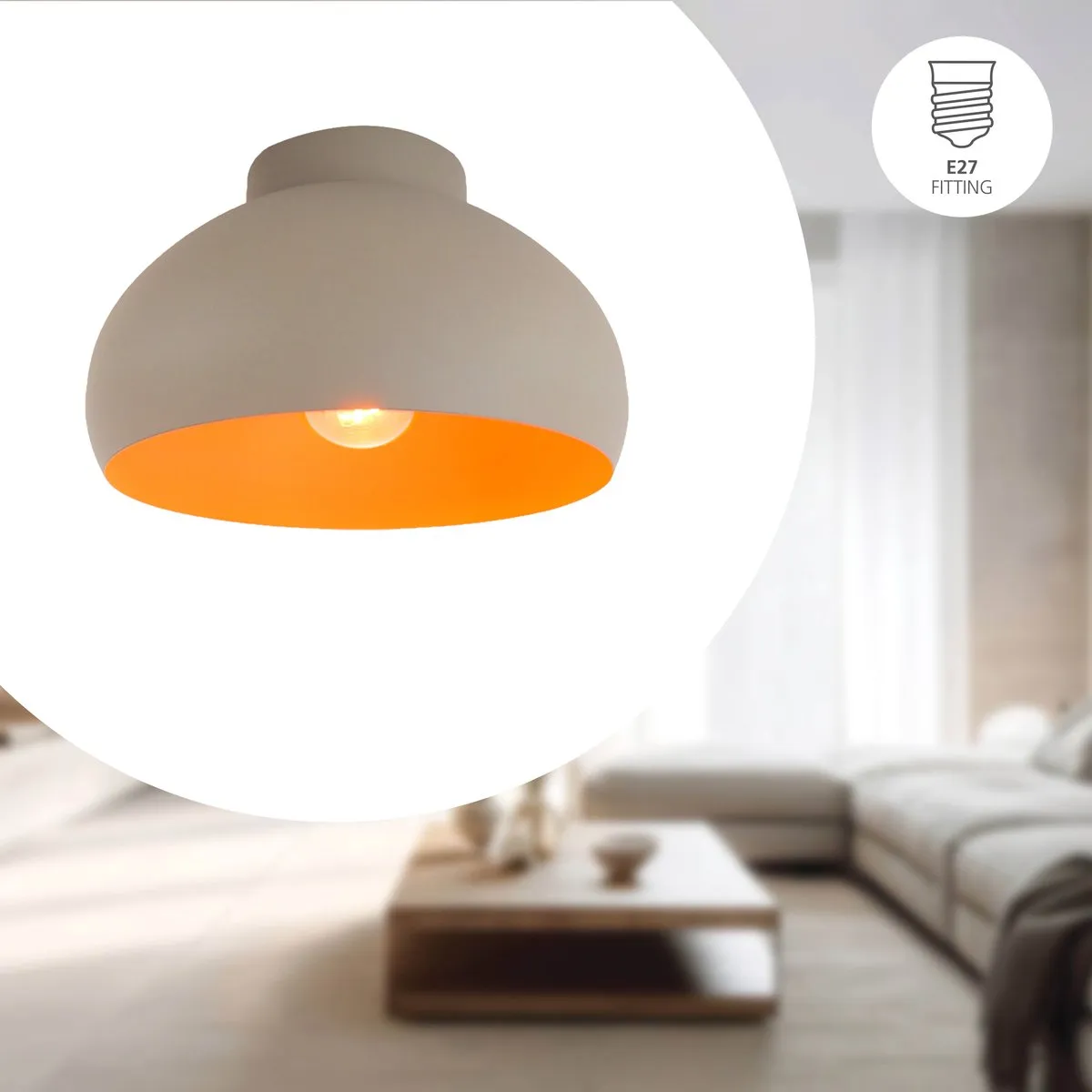 Eglo Mogano 2 Plafondlamp Ø28cm - Zandkleur
