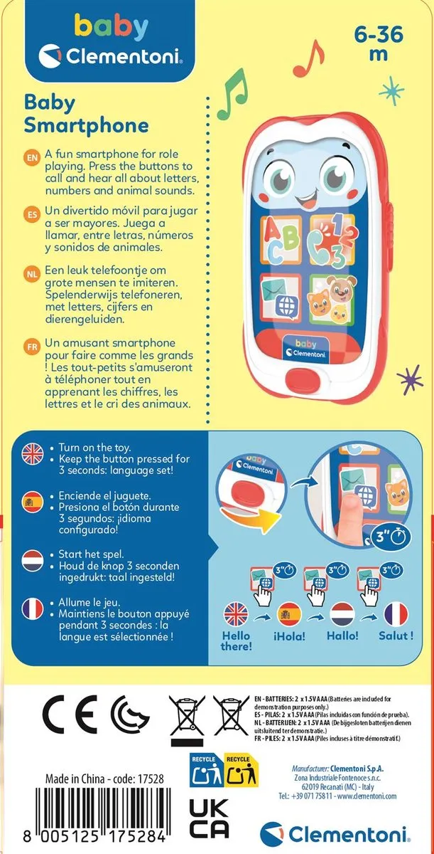 Clementoni Smartphone Leren Praten 17528 - Multicolor