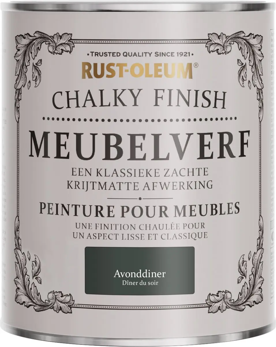 Rust-Oleum Zwart Chalky Finish Meubelverf 750ml - Avonddiner